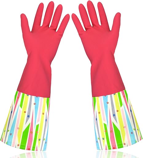 Amazon Co Jp ゴム手袋 キッチングローブ かわいい 手袋 炊事 掃除用 中厚手 Cleanbear ストライプ図柄 Health Personal Care
