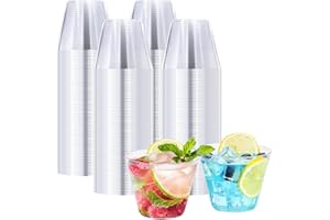 BYSNOW 100 Pack 9 oz Clear Plastic Cups, Plastic Wine Cups for Cocktail Party, Polystyrene Hard Cup with Higher Heat Resistance(9oz 100count)