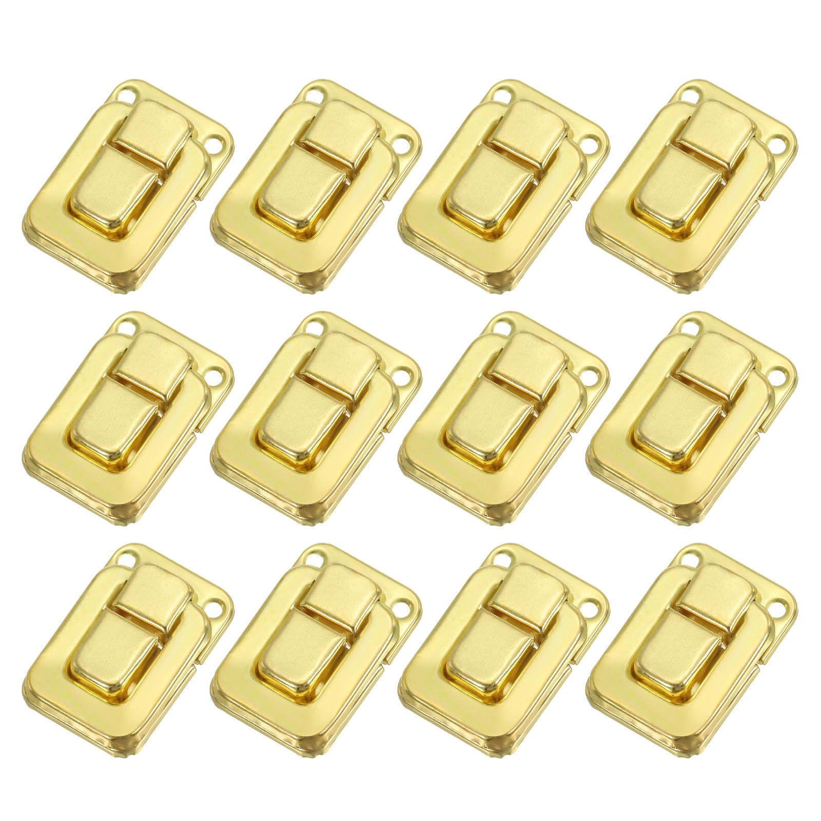 PATIKIL Toggle Catch Lock 1.6" x 1.1", 12 Pack Metal Buckle Hasp Lock Latch Clasp for Jewelry Box Wooden Case Decoration, Gold