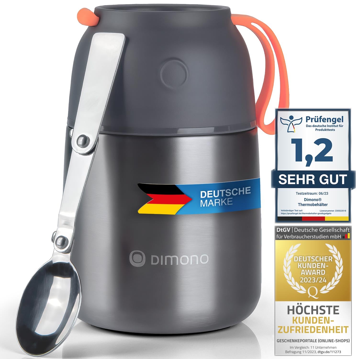 Dimono® Thermobehälter für Essen 500 ml – Thermo Lunchbox mit Löffel