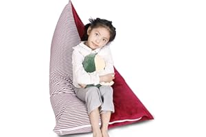 LOLOMLO Stuffed Animal Storage Bean Bag Chair Cover, Velvet Canvas Wine Red Plush Toy Storage Stuff and Sit Seat for Kids/Teens/Adults, 52" x 31" Extra Large Triangle Floor Sofa, 200L/52Gal,Cover Only