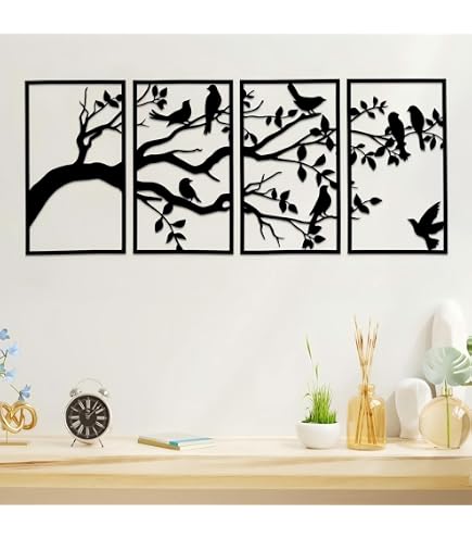 DEKADRON Metal Wall Art - Framed Tree Design For Living Room, Indoor/Outdoor Decoration
