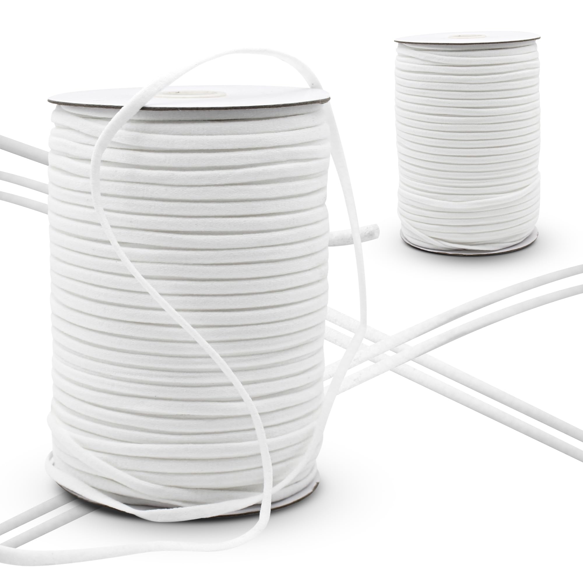 DOJA Barcelona | Spool Elastic Cords | Pack 1 Spool 200 m | White Cord | Diameter 4 mm | Polyamide and Elastane | Resistant Elastic Cord | for Beads for Bracelets, Sewing Accessories