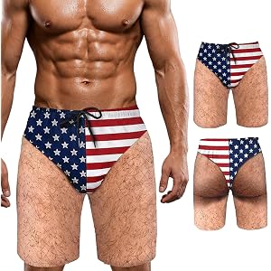 Mccxva Custom Patriotic Funny Mens Swim Trunks American Flag Personalized Novelty Hairy Leg Pattern Beach Shorts Quick Dry Sw
