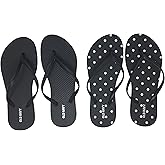 Old Navy Women Beach Summer Casual Flip Flop Sandals (10 Black Bottom & Black Flip Flops) with Dust Cover