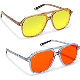 DREAM RECOVERY Blue Light Blocking Glasses for Computer, Gaming, Screen Fatigue - Reduce Eye Strain and Improve Focus - Retro Day & Night Set