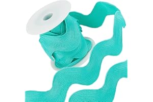 GORGECRAFT 1.2 Inch 5 Yards Rick Rack Trim Ric Rac Sewing Rickrack Lace Wave Ribbon Zig Zag Wave Bending Lace Trim Dark Turqu