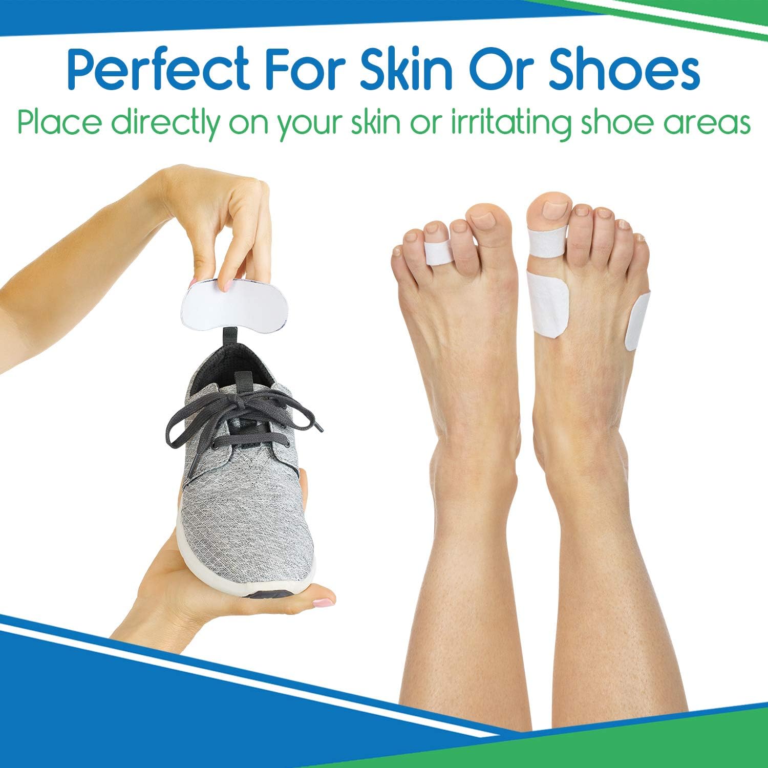 ViveSole Moleskin for Feet (8 Square Bandages) - Self Adhesive Blister Prevention Pads, Toes, Sore Spots - Large Precut Heavy Duty Aid Tape, Fabric Padding for Shoe Friction, Heel Callus Pain: Health & Personal Care