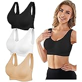 YADIFEN Womens Sports Bras, 3/4/6 Pack Wireless Comfortable Seamless Sleep Yoga Sports Bras for Women with Removable Pads