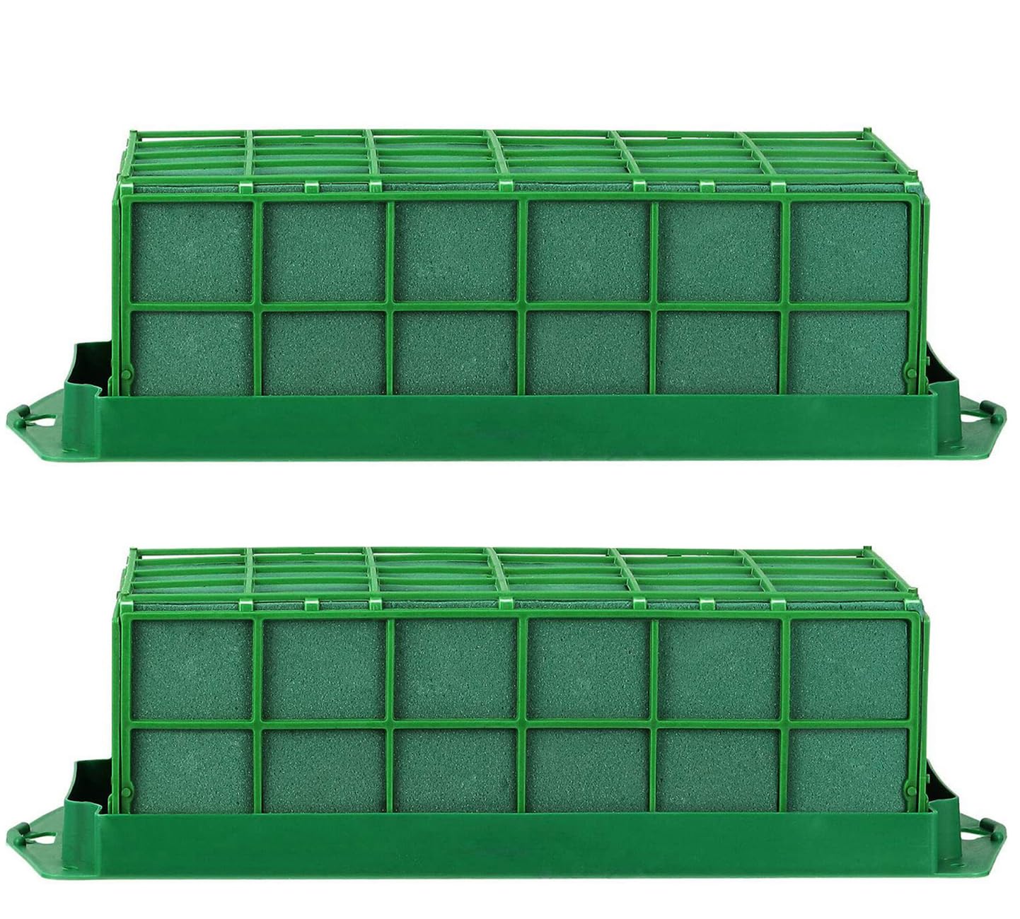 Cliplanyard Foam in Cage, 2Pcs Grid Floral Foam Flower Holder with Floral Foam for Flowers Cage Bowl for Table Centerpiece Floral Arrangement (01)