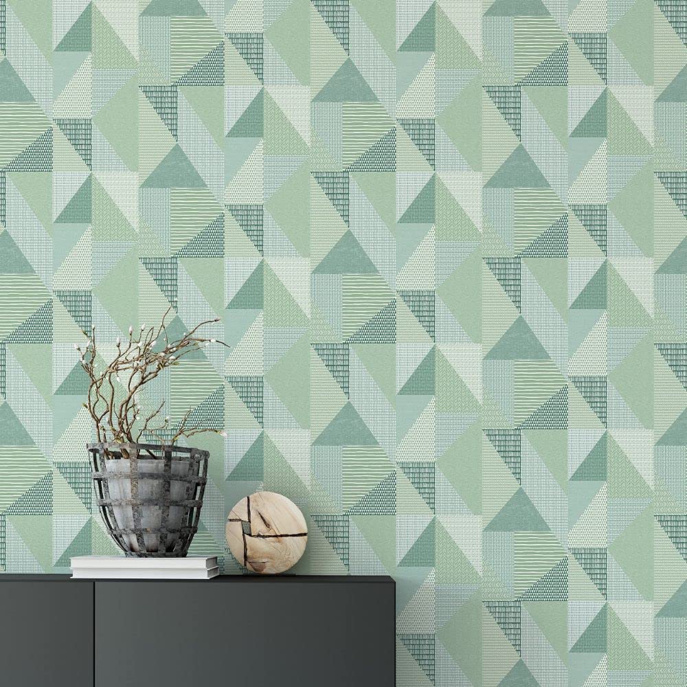 Catherine Lansfield Larsson Geo Wallpaper Green