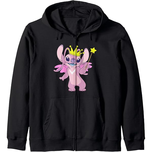 Sweatshirt Noël Lilo & Stitch – Angel Reindeer – Produit Disney Officiel – Coupe Classique, Col Tissé