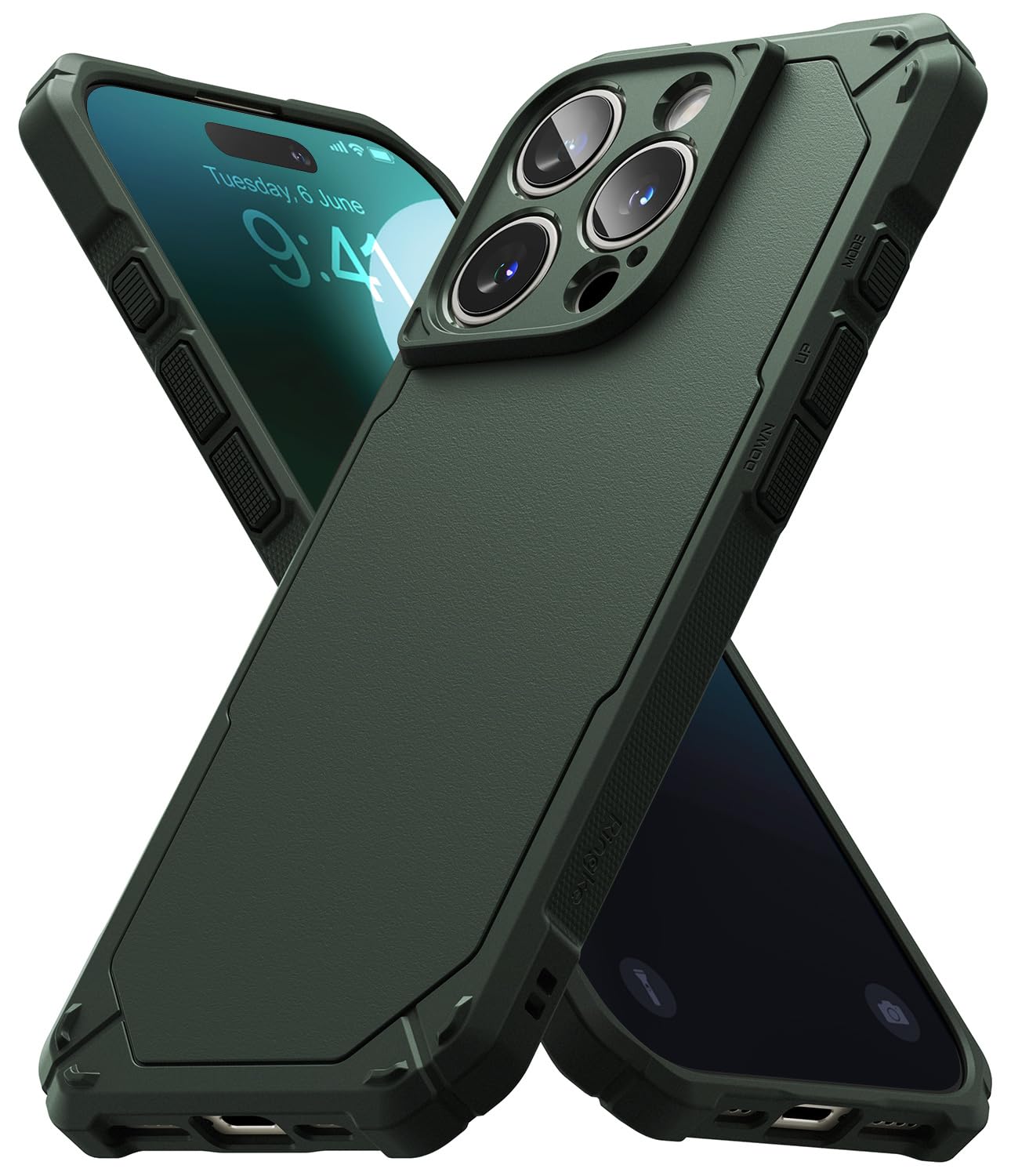 Ringke Rugged Gear Compatible with iPhone 16 Pro Case, Rugged Shockproof Bumper Firm Grip Non-Slip Scratch Resistant Advanced Protective Phone Cover - Dark Green