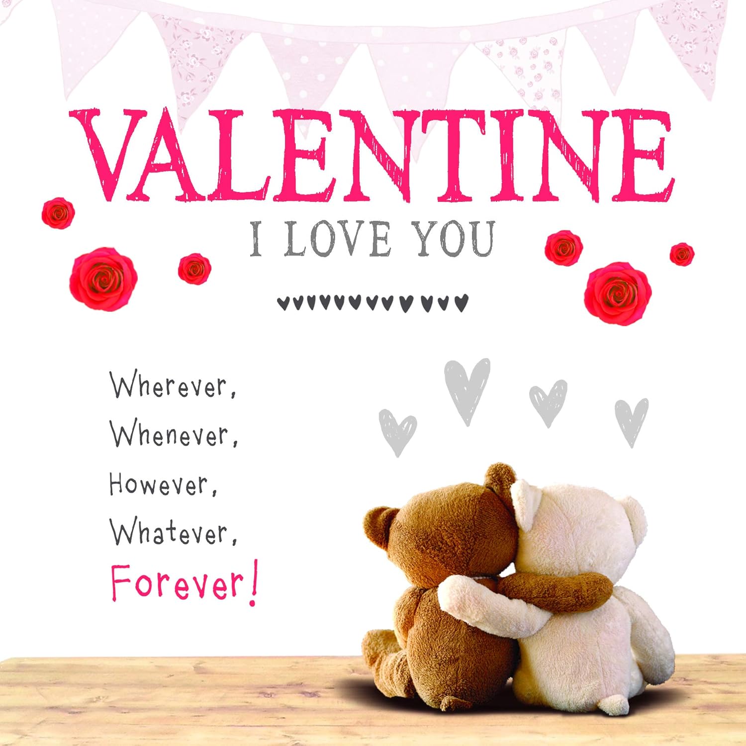 Snuggly Bumpkins Valentines Day Card, Valentine I Love You, Wherever, Whenever, however, Whatever, Forever, for Him Her