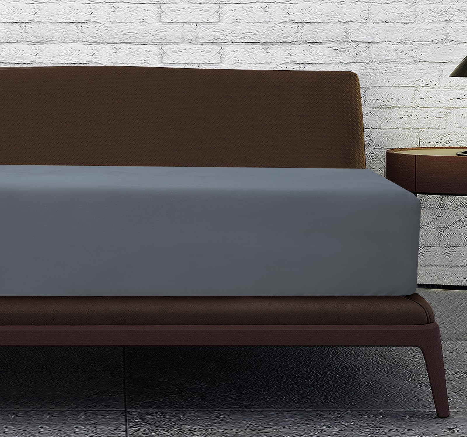 Linen Home Grey King Fitted Sheet Deep fit 12''/30cm Microfibre Easy Care Fitted Bed Sheets King - Ultra Soft Brushed Wrinkle and Fade Resistance Bedding(King, Grey)