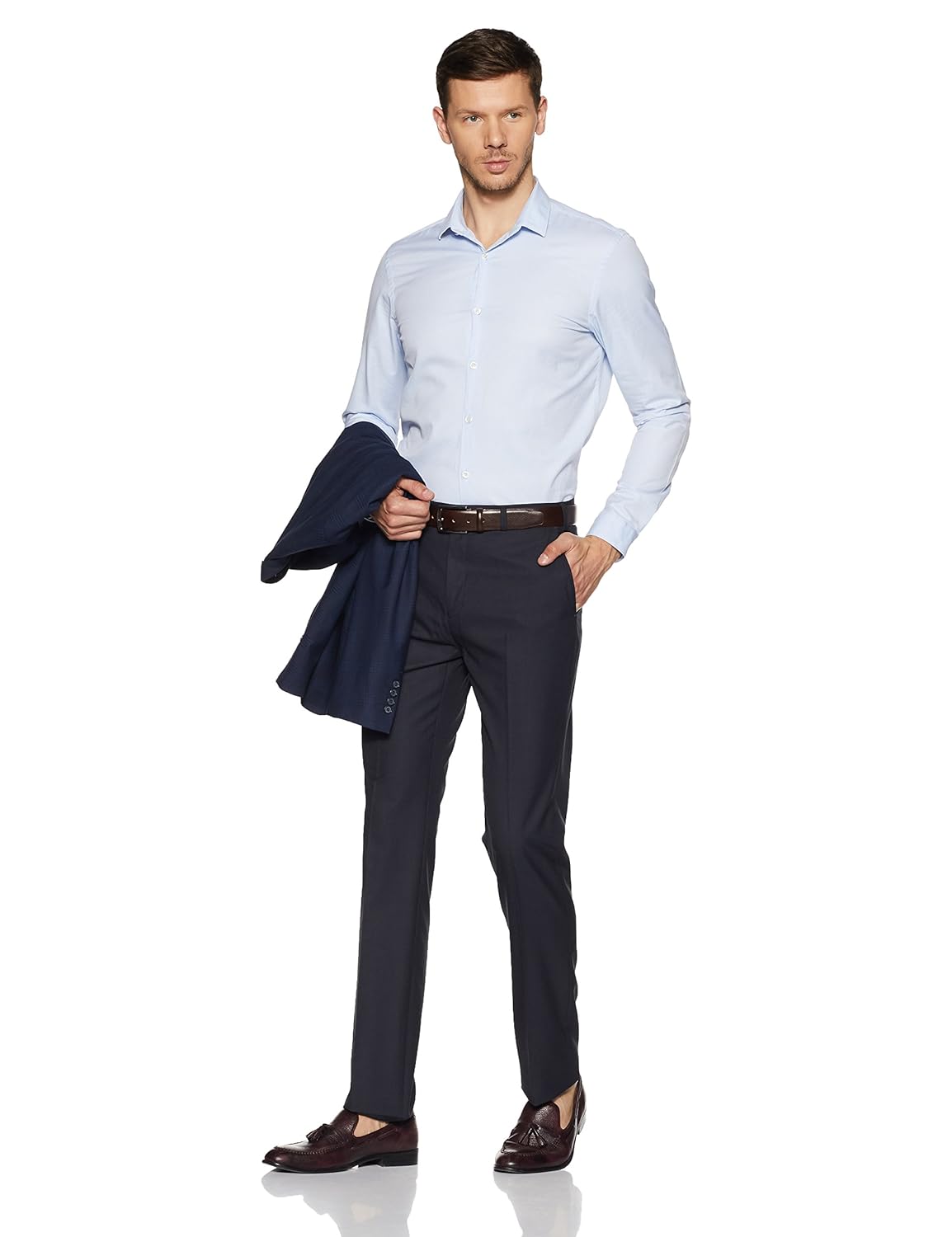 raymond men's relaxed fit formal trousers