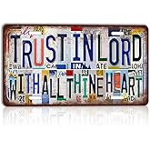 CHCdecor Vintage Trust In Lord With All Thine Heart Wall Decor License Plate Metal Sign Tin Signs,12x6 Inch Aluminum