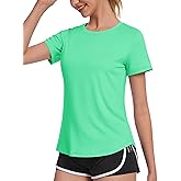 MAGCOMSEN Women's UPF 80+ Short Sleeve T-Shirts Moisture Wicking Quick Dry Athletic Workout Rash Guard Tops