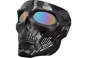 BROYEUR Airsoft Mask Paintball Mask Full Face Tactical Mask Suitable for ATV Motorcycle Cycling Skiing Halloween CS Game Cosplay Skull Mask