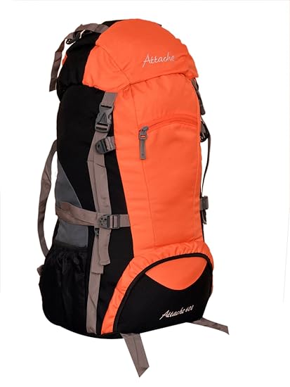 ATTACHE Polyester 60 Ltr Orange & Black Trekking Backpacks