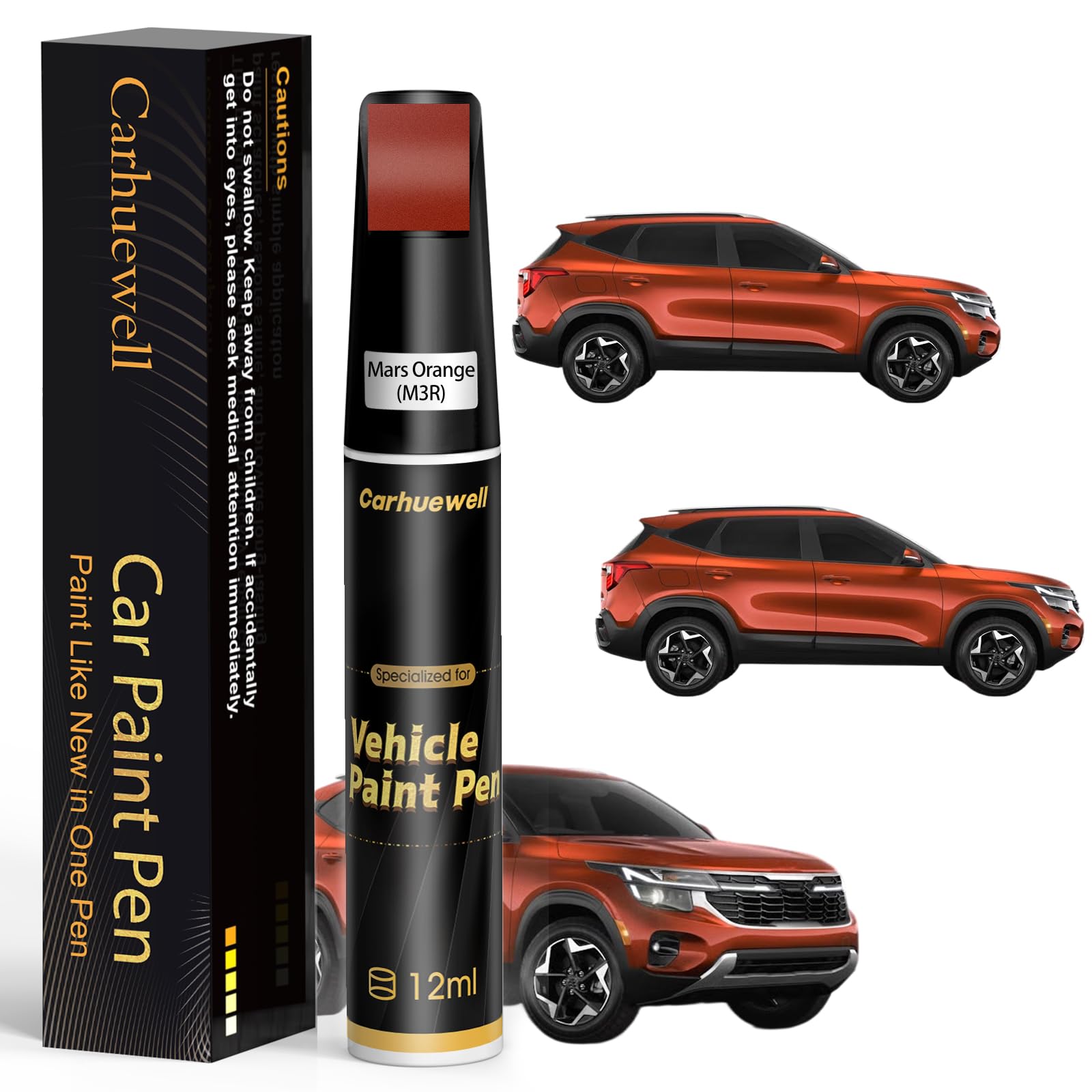 Photo 1 of (M3R) Mars Orange Touch Up Paint Compatible with Kia, Exact Match Car Paint Pen Automotive Scratch Repair Remover Kit Quick & Easy Solution for Vehicle Chips and Nicks
