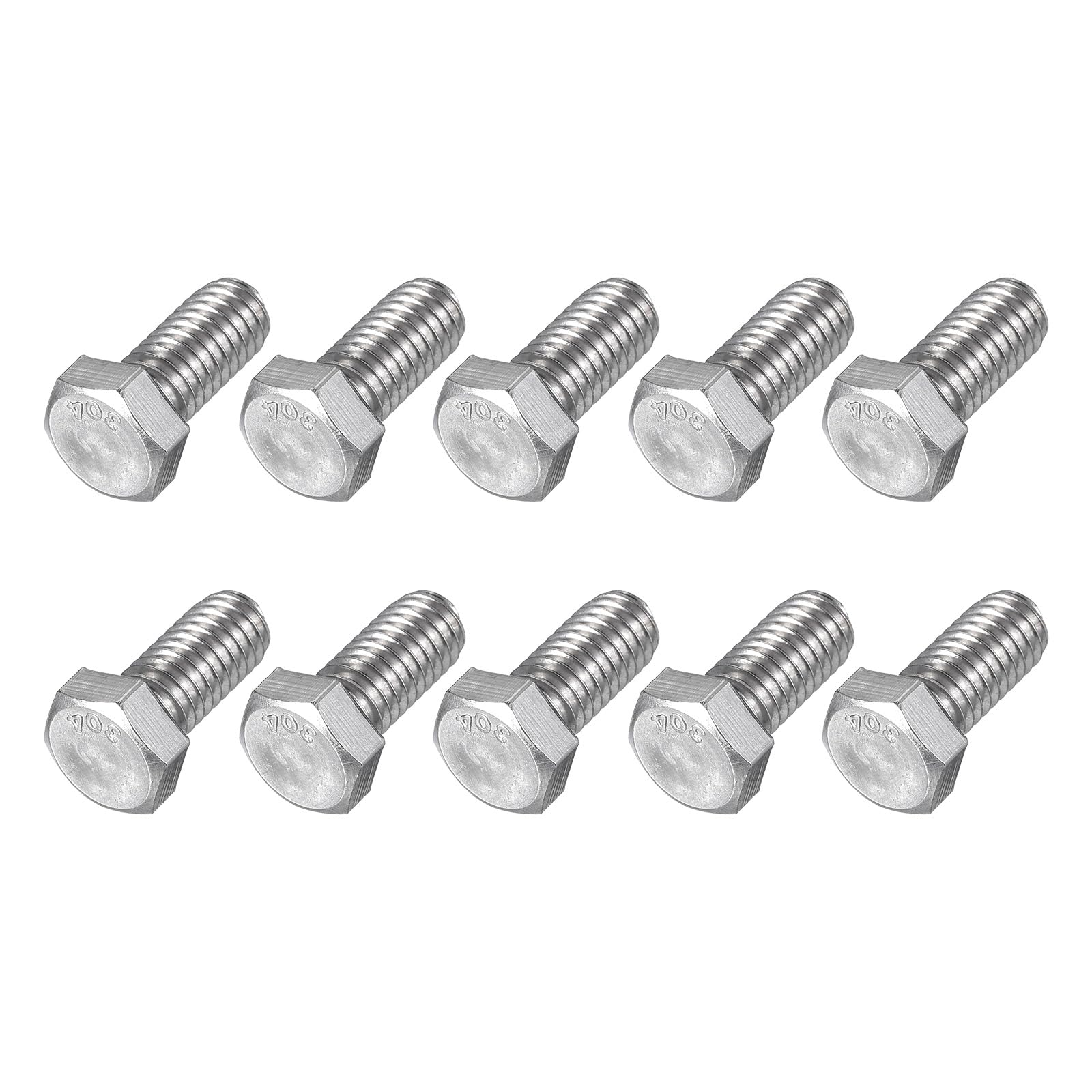 METALLIXITY Hex Head Bolts (3/8-16 x 3/4") 10Pcs, 304 Stainless Steel 18-8, Fully Threaded, External Hex Drive, Plain Finish, Hex Head Screw Bolt, Silver โ image 1