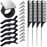 23 Pieces Hair Braiding Tools Set, Hair Parting Tool, Parting Comb | Magnetic Wrist Pin Holder, 6 Sectioning Clips, 4 Rat Tail Combs, 12 Hair Parting Rings for Braiding