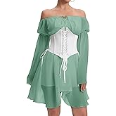ZUNQKG Womens Corset Dresses Off Shoulder Bell Sleeve Casual Party Fairy Two Piece Outfits Bustier Dress