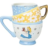 Silver Buffalo Disney Alice in Wonderland and Dinah Stacked Teacup 3D Sculpted Ceramic Coffee Mug, 20 Ounces