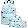 Kouxunt Girls School Backpacks for Kids Teens, 3-in-1 School Bag Bookbags Set with Lunch Bag Pencil Case