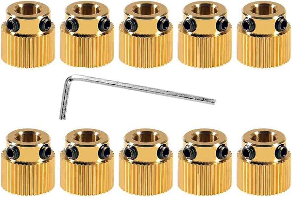 AEDIKO 10x 40T Extruder Gear 5mm Bore Brass 3D Printer Drive Wheel + Wrench