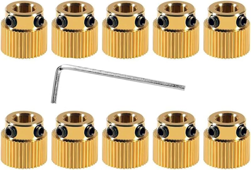 AEDIKO 10x 40T Extruder Gear 5mm Bore Brass 3D Printer Drive Wheel + Wrench