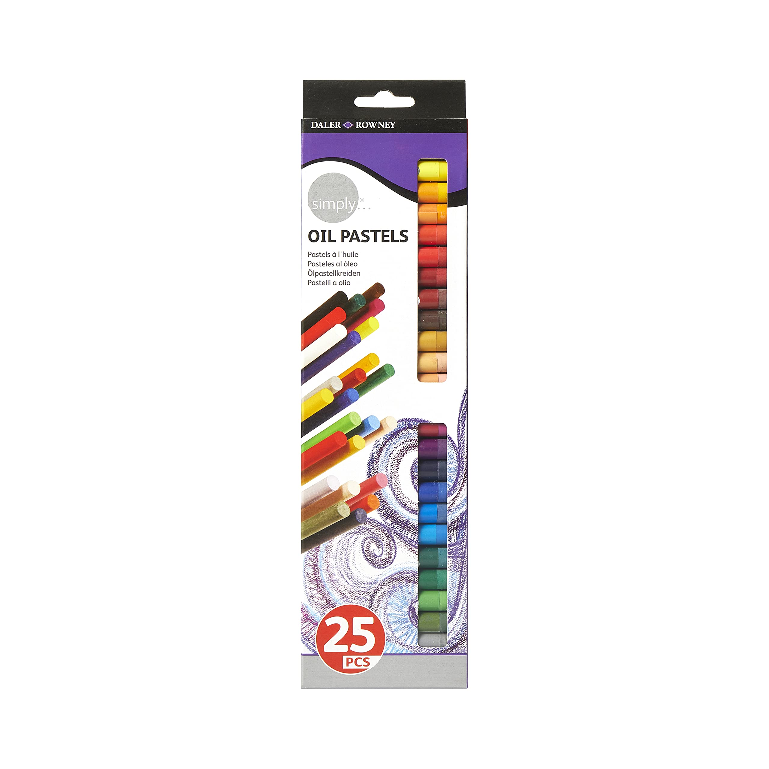 Daler-Rowney Simply Soft Oil Pastel Set, 25 Assorted Colours, For Entry-Level Artists & Hobbyists