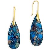 Sonateomber Natural Stone Dangle Drop Earrings for Women, Boho Healing Stone Lightweight Earing Prom Jewelry Gift