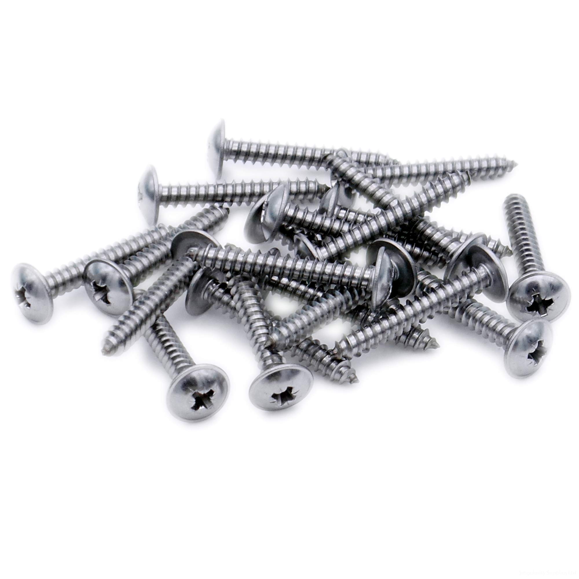 No.4 x 0.625 (2.9mm x 16mm) Pozi Flanged Self-Tapping Screw - Stainless Steel (A2) (Pack of 20)