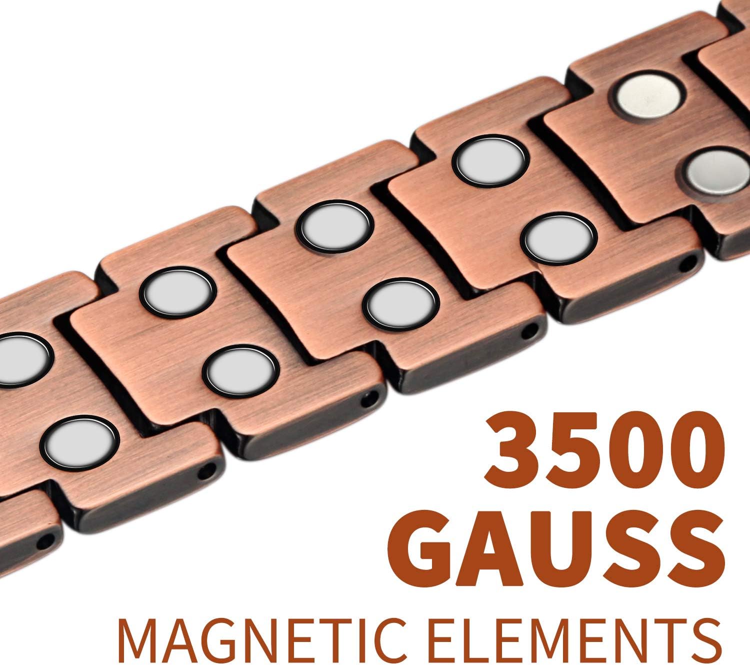 WELMAG® 99.9% Copper Bracelets for Men Pain Relief for Arthritis Therapy Double Row Magnetic Bracelets with 3500 Gauss Magnets: Health & Personal Care