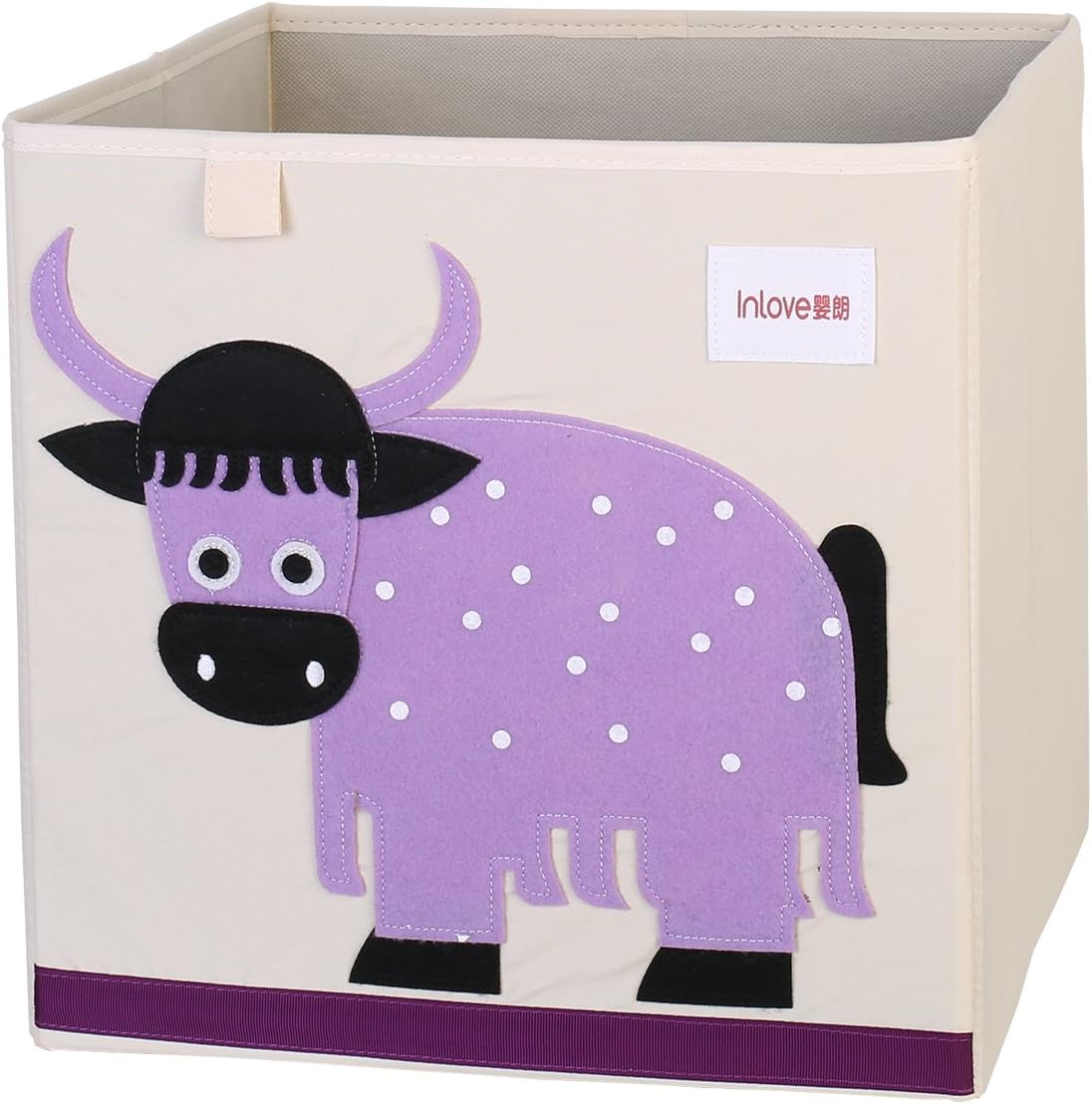 Cartoon Storage Cube Canvas Foldable Toy Organizer Box for Kids by ELLEMOI (Dinosaur)