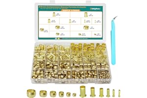 DEKIPHOX 500PCS Brass Compression Sleeves Ferrules Inserts Kit 1/2" 3/8" 5/16" 1/4" 3/16" 1/8" Tube OD, 6 Sizes Air line Fittings Assortment Kit for Air Water Fuel Oil and Inert Gases Line