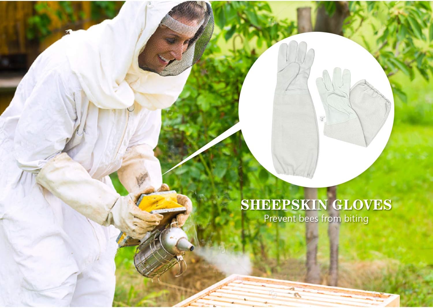FEIGO Beekeeping Gloves Goatskin Protective Gloves Goatskin Leather