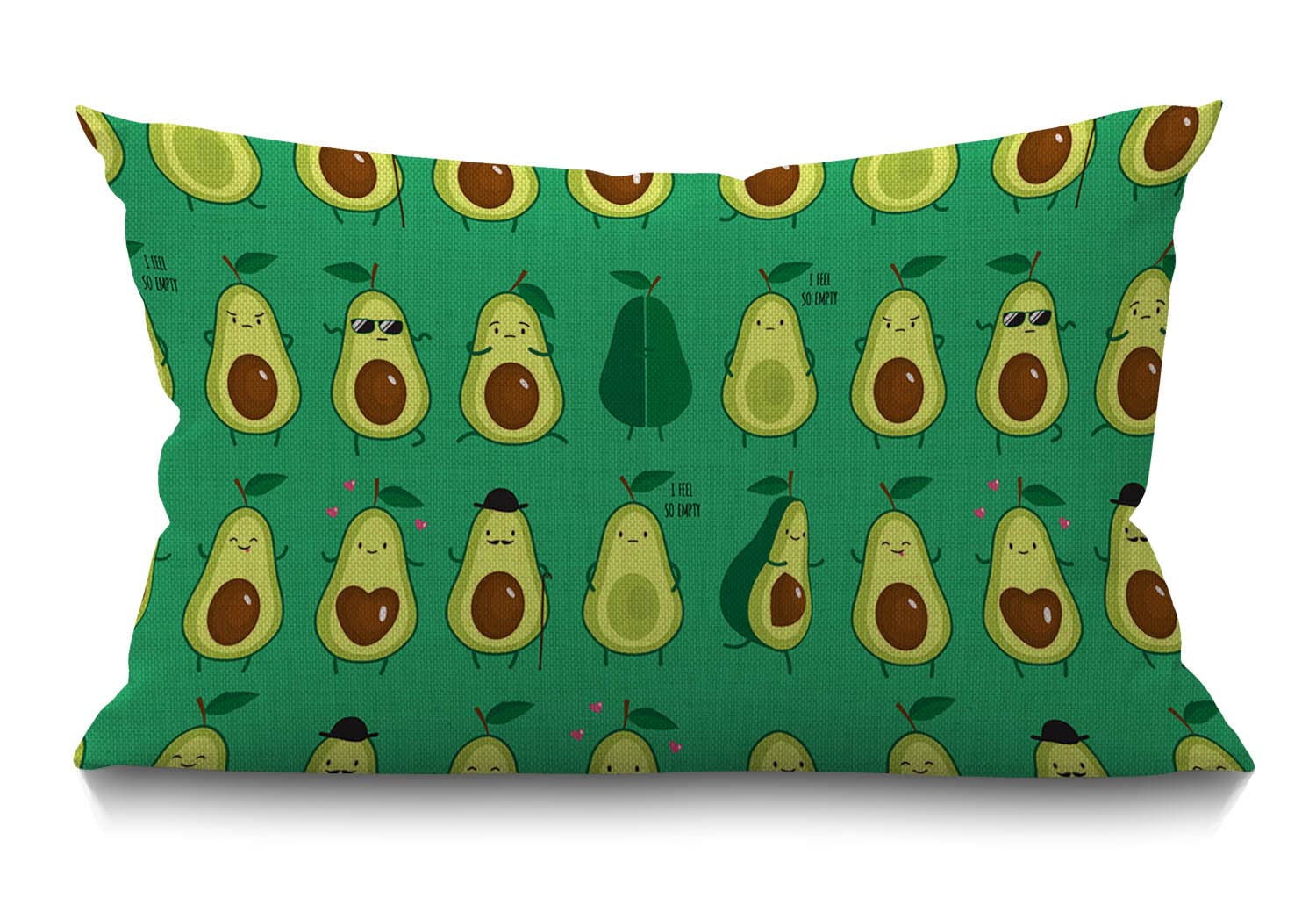 BGBDEIA 30cmx50cm Cushion Cover Rustic Farmhouse Decor Avocados Pillowcases Cotton Linen Different Cute Green Avocados Pattern Throw Pillow Case Pillow Cover for Sofa Couch Bedroom,12 x 20 Inch