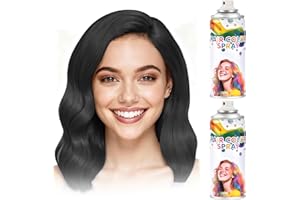 YABACADO 2 Pack Black hair spray,Black Hair spray temporary for Women Kids Men, Washable Temporary Hair Dye Spray，Spray hair color Non-Sticky，For Christmas Party, Halloween Crazy Hair Day,Cosplay Party