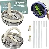 2 PCS Handle Flip Straw Lid Replacement for Stanley 40 oz Tumbler,100% Leak-proof Lid,Spill Proof and Splash Resistant Tumbler Cover,with Detachable Suction Nozzle(Cream)