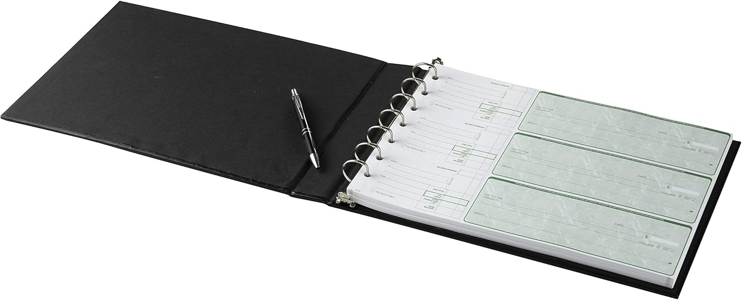 Executive 7 Ring Check Binder, 500 Check Capacity, for 9x13 Inch Sheets, with 6 Year Calendar Organizer, Sleek Business Design, Premium Quality - Black (11703) : Office Products