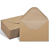 Keketer 50 Pack Kraft 4x6 Envelopes, Contour Flap A4 Envelopes for Engagement Invites, Weddings Invitation, announcements, Baby shower, Perfect for RSVP Card 120gsm, 4.5 x 6.4 Inches - 100% Recycled