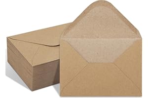 KEKETER 100 Pack Kraft 4x6 Envelopes, Contour Flap A4 Envelopes for Engagement Invites, Weddings Invitation, announcements, Baby shower, Perfect for RSVP Card 120gsm, 4.5 x 6.4 Inches - 100% Recycled