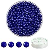 ZHFMLY 600pcs 6MM DK Blue Glass Beads Handcrafted Round Lampwork Smooth Loose Bracelet Beads for DIY Jewelry Making