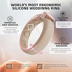 Egnaro Silicone Wedding Bands for Women, Inner Arc
