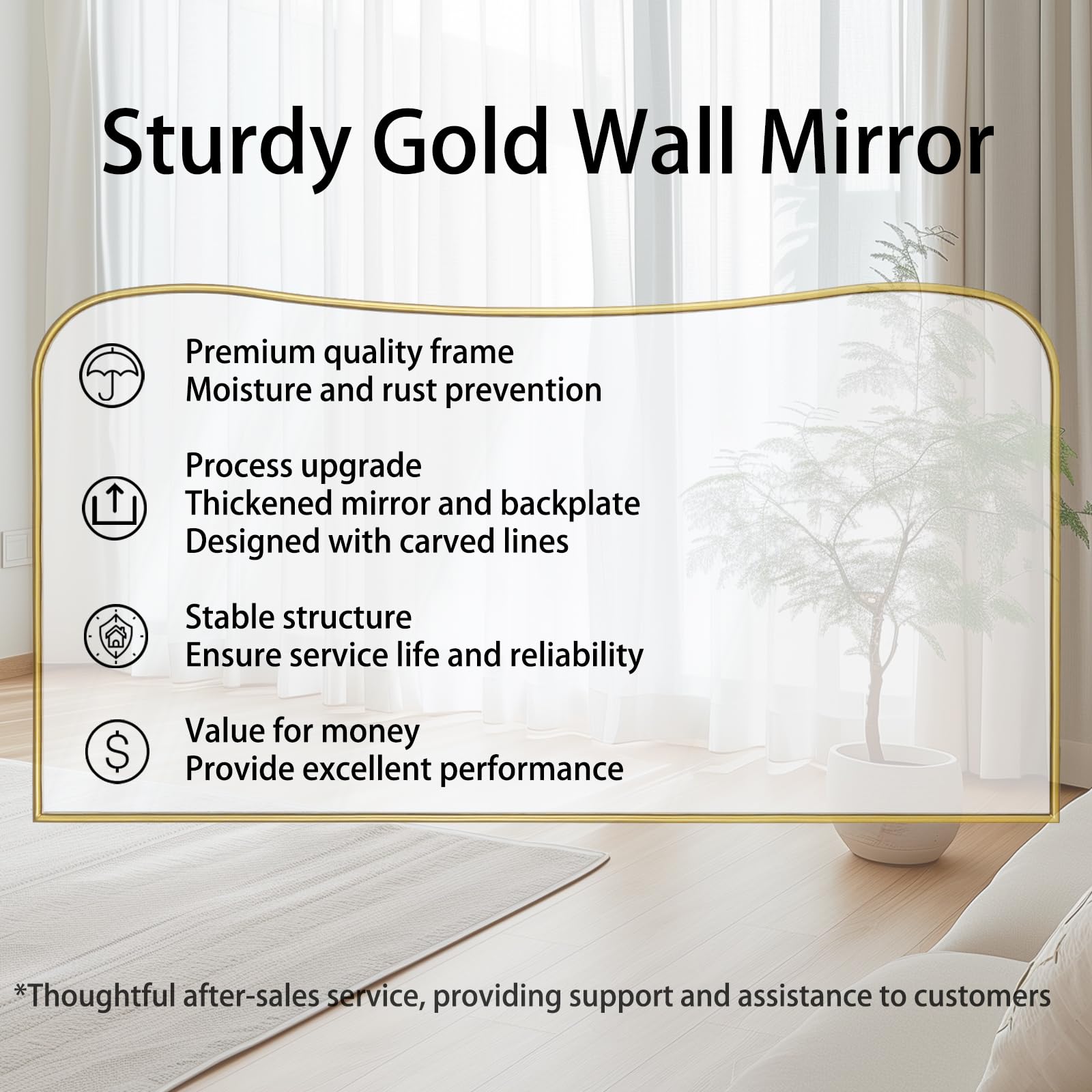 POZINO Gold Rectangular Mirrors, 23.6