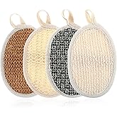 TIESOME Natural Exfoliating Body Scrubber, 4 Pack Bath Shower Loofah Sponge Shower Luffa Sponge for Men and Women Bath Scrub