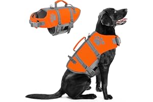 Queenmore Large Dog Life Vest for Swimming, XL Dog Life Jacket, Large Breeds Life Vest for Swimming, Lightweight Pet Lifesaver for Boating with Rescue Handle, Pet Floating Vest for Water Pool